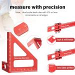 Saysurey 4 Pcs Woodworking Ruler, Metal Precision Pocket Rulers 12, 8, 6 Inch with 3D Multi Angle Measuring Ruler 45/90 Degree for Precision Measuring Marking Inch and Metric