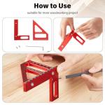 Saysurey 4 Pcs Woodworking Ruler, Metal Precision Pocket Rulers 12, 8, 6 Inch with 3D Multi Angle Measuring Ruler 45/90 Degree for Precision Measuring Marking Inch and Metric