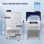 Zomagas 100LBS/24H Commercial Ice Maker Machine, Dual Water Inlet Under Counter or Freestanding Ice Machine, 36 Cubes/Cycle with 22LBS Storage for Home, Bar, Restaurant, Coffee Shop