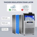 Zomagas 100LBS/24H Commercial Ice Maker Machine, Dual Water Inlet Under Counter or Freestanding Ice Machine, 36 Cubes/Cycle with 22LBS Storage for Home, Bar, Restaurant, Coffee Shop