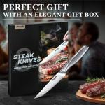 Huusk Serrated Steak Knives Set, 4.5" Japanese Stainless Steel Steak Knives Set of 8, Sharp Dishwasher Safe Dinner Knife for Kitchen Table with Gift Box