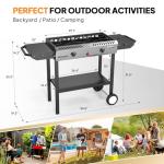 ROVSUN 2 Burner Outdoor Propane Gas Stove with Auto-ignition, Regulator & Side Shelves, 150,000 BTU Powerful Stand Cooker for Backyard Patio Cooking Home Brewing Canning Turkey Frying