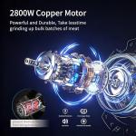 Electric Meat Grinder 2800W Sausage Stuffer Maker 4-In-1 Vegetable Shredder With 3 Slice, Shred Blades,5 Blades,Sausage Stuffer,Kubbe Kit For Home Kitchen Use