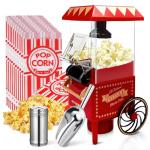 GVAKMM Popcorn Machine, Hot Air Popcorn Maker Kit Gift Box, Portable Home Popcorn Popper Machine, 10-Cup,Oil-Free,Retro Style,Compact and Cute (red/gold)