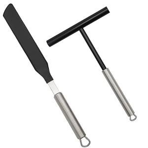 2PCS Crepe Spreader and Spatula Set, Crepe Pan Maker Batter Spreader Spatula Cake Turner Kitchen Utensils Stainless Steel Crepe Spreader Tool