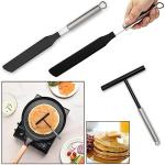 2PCS Crepe Spreader and Spatula Set, Crepe Pan Maker Batter Spreader Spatula Cake Turner Kitchen Utensils Stainless Steel Crepe Spreader Tool