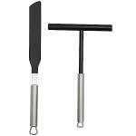 2PCS Crepe Spreader and Spatula Set, Crepe Pan Maker Batter Spreader Spatula Cake Turner Kitchen Utensils Stainless Steel Crepe Spreader Tool