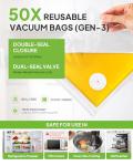 GEN-3 Reusable Vacuum Sealer Bags - 20 Pcs BPA-Free Food Storage | Double-Seal Leakproof | Freezer/Microwave/Dishwasher Safe - For FLFVIGR Vacuum Sealers & Major Sealers, Large(10x13in)