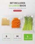 GEN-3 Reusable Vacuum Sealer Bags - 20 Pcs BPA-Free Food Storage | Double-Seal Leakproof | Freezer/Microwave/Dishwasher Safe - For FLFVIGR Vacuum Sealers & Major Sealers, Large(10x13in)