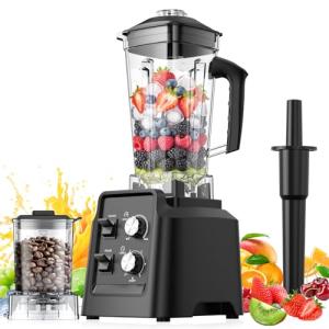 PSIIDAN Blender, 68Oz. Countertop Blenders with 20Oz. Grinder, 28000 RPM Kitchen Blender for Smoothies, Ice Crushing, Frozen Fruits, Self-Cleaning, Speed Adjustable, Black