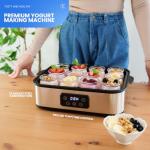 Collier Kitchen Automatic Yogurt Maker Machine – 8 Glass Jars, Digital Timer & Temperature Control, Auto Shut-Off | Stainless Steel Greek Yogurt Machine for Homemade Healthy Probiotic Snacks