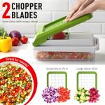 Mueller Vegetable Chopper 9 Blade, Mandoline Slicer, Food Veggie Chopper, Cheese Grater, Onion Vegetable Cutter with Container, Dicer, Kitchen Gadgets & Essentials, White Sand/Green