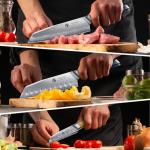 3PCS Kitchen Knife Set, Japanese Chef Knife Set with S35VN Powder Steel Core, Resin & Wood Handle, Ultra Sharp Knives Set for Meat, Vegetables, Fruits Ideal Gift