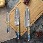 3PCS Kitchen Knife Set, Japanese Chef Knife Set with S35VN Powder Steel Core, Resin & Wood Handle, Ultra Sharp Knives Set for Meat, Vegetables, Fruits Ideal Gift