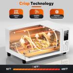 Nuwave Bravo Pro Convection Air Fryer Toaster Oven Combo, 2025 New and Improved, 10-in-1, 50°-450°F Temp Controls, Quick & Even Crisp Technology, 21Qt Capacity, Cream, PFAS Free