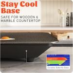 BBQ Masters 12"x20" Electric Griddle, 1700W Fast & Even Heating, Granite Nonstick Surface with Frameless Sloped Design, Easy to Clean, Perfect for Family Breakfasts, Speckled Black