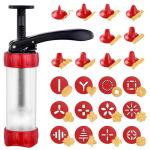 Cookie Press Set, Churro Maker with 12 Discs and 10 Cake Decorating Tips, Cookie Press for Biscuit and Churro, Red
