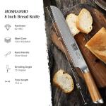 HOSHANHO Bread Knife 8 Inch, Damascus Steel Bread Kitchen Knife with Ergonomic Olive Wood Handle, Professional Ultra-Sharp Serrated Knife for Homemade Bread, Sourdough Bread Cutting