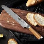 HOSHANHO Bread Knife 8 Inch, Damascus Steel Bread Kitchen Knife with Ergonomic Olive Wood Handle, Professional Ultra-Sharp Serrated Knife for Homemade Bread, Sourdough Bread Cutting