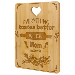 Gifts for Mom - "Recipe for a Special Mother" Personalized Cutting Board Set Mother Birthday Gifts, Bamboo-Made Engraved Utensil Set Best Gift Idea for Kitchen (Everything Tastes Better)
