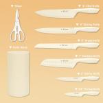 HUNTER.DUAL Knife Set, 8-Piece Kitchen Knife Set for Chef, Sharp Knife Set with Universal Knife Block, Anti-Rust Kitchen Knife Block Set, Ergonomical Design (White)