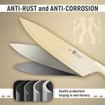 HUNTER.DUAL Knife Set, 8-Piece Kitchen Knife Set for Chef, Sharp Knife Set with Universal Knife Block, Anti-Rust Kitchen Knife Block Set, Ergonomical Design (White)