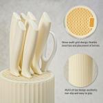 HUNTER.DUAL Knife Set, 8-Piece Kitchen Knife Set for Chef, Sharp Knife Set with Universal Knife Block, Anti-Rust Kitchen Knife Block Set, Ergonomical Design (White)