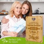 Gifts for Mom - "Recipe for a Special Mother" Personalized Cutting Board Set Mother Birthday Gifts, Bamboo-Made Engraved Utensil Set Best Gift Idea for Kitchen (Everything Tastes Better)