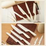 HUNTER.DUAL Knife Set, 8-Piece Kitchen Knife Set for Chef, Sharp Knife Set with Universal Knife Block, Anti-Rust Kitchen Knife Block Set, Ergonomical Design (White)