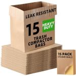 (15-Pack) Calvana Super Strong Compactor Bags, Heavy-Duty Kitchen Paper Trash Bags with Leak Proof Plastic Liner, Fits GE Model Compactors with Rectangular Containers, Includes 15 Sticker Seals