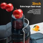 Panana Centrifugal Juicer Extractor with Wide Mouth 3” Feed Chute for Fruit Vegetable, Easy to Clean, Stainless Steel, BPA-free (Red)