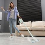 Newbealer Steam Mop & Detachable Handheld Cleaner, 250ml 1200W Powerful Floor Steamer, 3 Adjustable Levels for Carpet Laminate Hardwood Grout, Carpet Glider, 7 Multi-purpose Accessories & 2 Pads