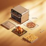 Typhur Sync Oven with Smart Wireless Meat Thermometer Probe, 12‑in‑1 Countertop Air Fryer Toaster Oven Combo, 360° Turbo Convection, Dehydrator, Recipes & 5 Accessories, Large 27QT, Stainless Steel