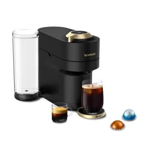 Nespresso Festive Vertuo Pop+ Coffee and Espresso Maker by Breville, Matte Black Gold