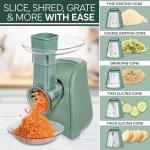 COOK WITH COLOR 5-in-1 Electric Slicer, 150W Food Prep Machine – Cheese Shredder, Fine & Coarse Graters, Potato Grater, Vegetable Slicer, Fruit, Salad Shooter, Compact Design for Bowl Prep, Green