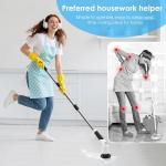 CSPC Electric Spin Scrubber,Cordless Cleaning Brush, 3-Speed,7 Replaceable Brush Heads & Long Detachable Handle, LCD Display Shows RPM/Torque/Battery, for Bathroom, Kitchen, Tile