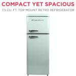 Frigidaire, 2 Door Apartment Size RETRO Refrigerator with Top Freezer, Chrome Handles, 7.5 cu ft, GREEN
