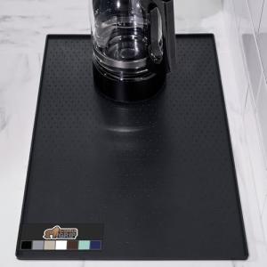 GORILLA GRIP Silicone Coffee Mat, Espresso Drink Bar Station Accessories, Use Under Machine, Waterproof Heat Resistant Multi-Use Dish Drying Mats, Stays in Place, Kitchen Home Decor, 11.5x18.5, Black