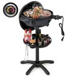 Giantex Electric Grill Outdoor, 1200W Electric BBQ Grills Outdoor Cooking with Lid & Thermometer, Nonstick Griddle, Drip Tray, 2-in-1 Freestanding & Tabletop Grill for Apartments Backyard Party