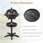 Giantex Electric Grill Outdoor, 1200W Electric BBQ Grills Outdoor Cooking with Lid & Thermometer, Nonstick Griddle, Drip Tray, 2-in-1 Freestanding & Tabletop Grill for Apartments Backyard Party