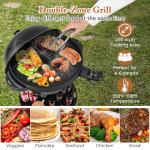 Giantex Electric Grill Outdoor, 1200W Electric BBQ Grills Outdoor Cooking with Lid & Thermometer, Nonstick Griddle, Drip Tray, 2-in-1 Freestanding & Tabletop Grill for Apartments Backyard Party
