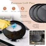 Giantex Electric Grill Outdoor, 1200W Electric BBQ Grills Outdoor Cooking with Lid & Thermometer, Nonstick Griddle, Drip Tray, 2-in-1 Freestanding & Tabletop Grill for Apartments Backyard Party