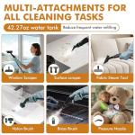 Handheld Steam Cleaner for Home,15s Heat-Up 42.27oz Tank,2500W Portable Steamer for Cleaning,with 15 pcs Accessories,Pressurized Steam Cleaner,Grease,Grout,Furniture,Bed Bugs,Floor,Couch and Car