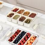 Yipaga 2 Pack Divided Serving Tray with Lid and Handle, 12 Compartments Snackle Box Container for Portable Snack Platters Large Clear Organizer for Picnic Snacks to Go Dishwasher Safe