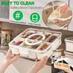 Yipaga 2 Pack Divided Serving Tray with Lid and Handle, 12 Compartments Snackle Box Container for Portable Snack Platters Large Clear Organizer for Picnic Snacks to Go Dishwasher Safe