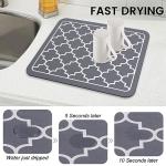 WISELIFE Dish Drying Mat Super Absorbent Drying Mat Large Dish Drying Mats for Kitchen Counter Easy Clean Dish Mat Kitchen Drying Mat15"x 18" Stylish Grey