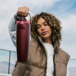 Owala FreeSip Sway Insulated Stainless Steel Water Bottle with Two-Way Spout, Built-In Straw and Bucket Handle, Made for Travel, School, and Sports, 30oz, BPA Free, Leak Proof, Black Cherry