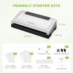 Bonsenkitchen Food Vacuum Sealer Machine with External Vac Function, Built-in Cutter & Bag Storage, 5 Modes for Various Food Types, Includes 10 Bags & 1 Roll (Silver)