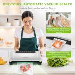 Bonsenkitchen Food Vacuum Sealer Machine with External Vac Function, Built-in Cutter & Bag Storage, 5 Modes for Various Food Types, Includes 10 Bags & 1 Roll (Silver)