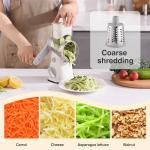 Rotary Cheese Grater Hand Crank, Kitchen Mandolin Vegetable Cheese Shredder with 3 Interchangeable Blades,Easy Clean Rotary Grater with Handle,Kitchen Grater Grinder for Cutting Cheese,Vegetable Nuts